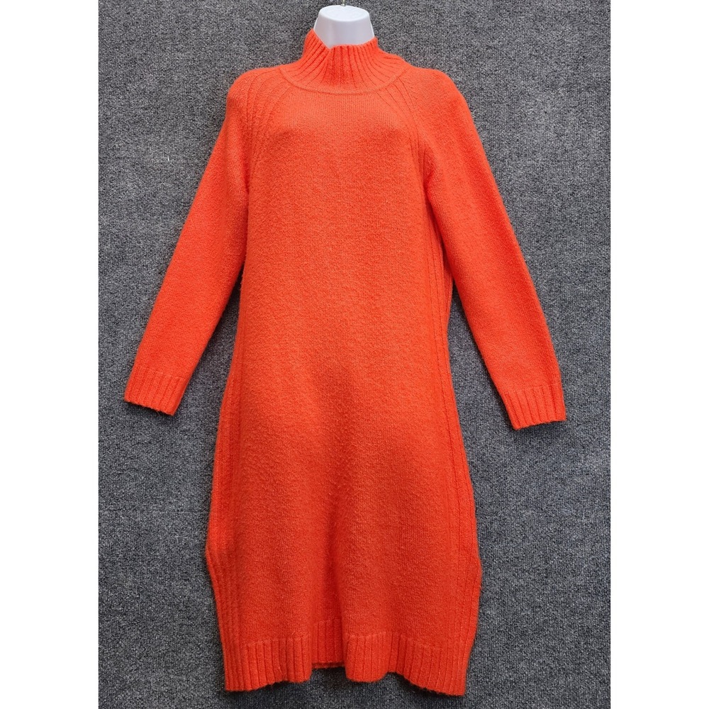 Roolee Wool Blend Mock Neck Long Sleeve Cozy Knit Sweater Dress Women Size S
